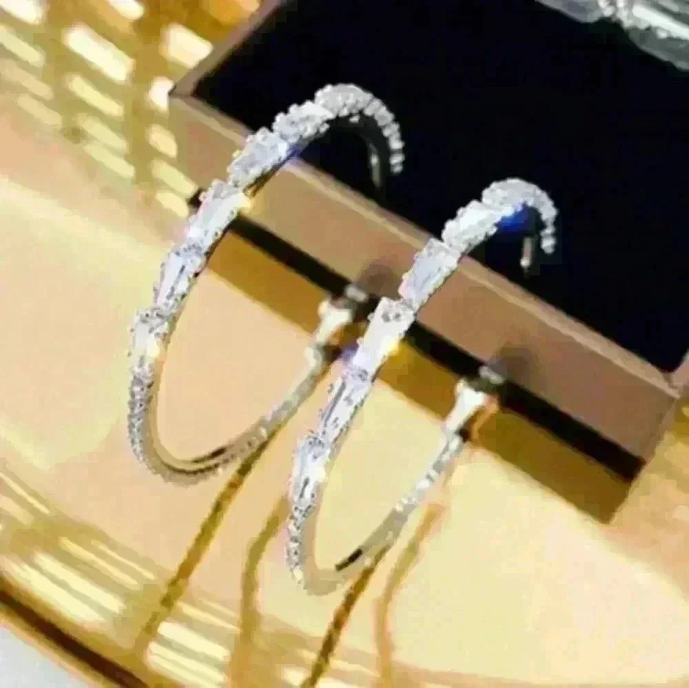 New Large Silver Hoop Earrings - Picture 4 of 5